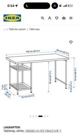 IKEA LAGKAPTEN Tabletop - White 140x60 cm