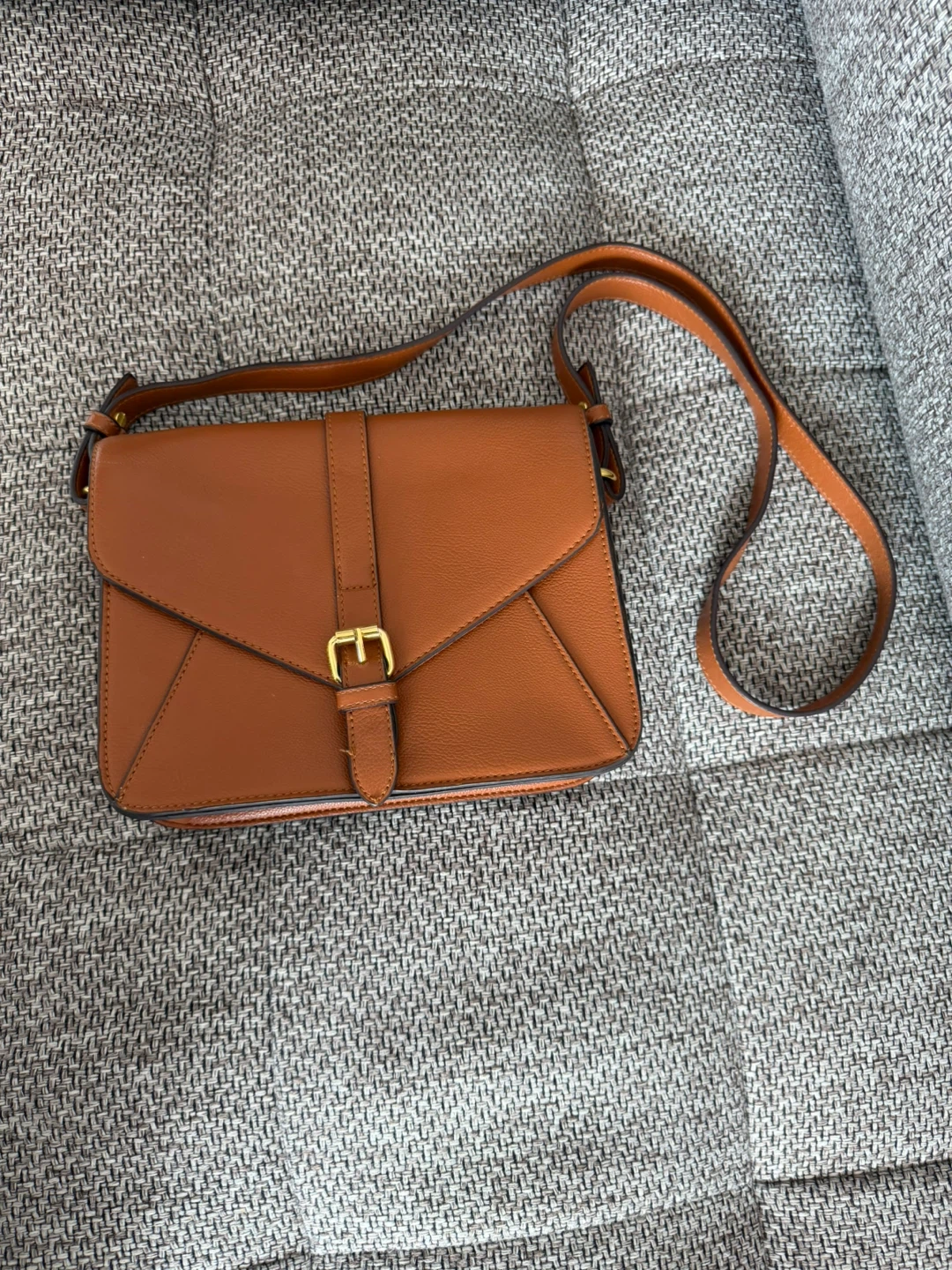 Brown Faux Leather Crossbody Bag