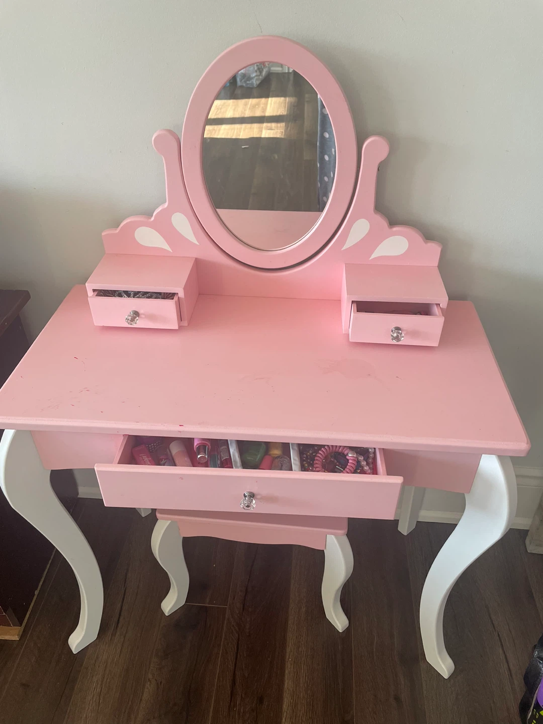 Pink Princess Vanity Table & Stool Set – Excellent Condition
