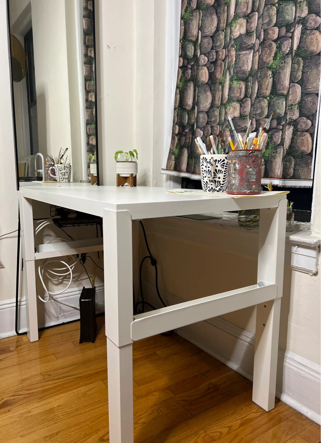 White IKEA Adjustable height Art Table - photo 2