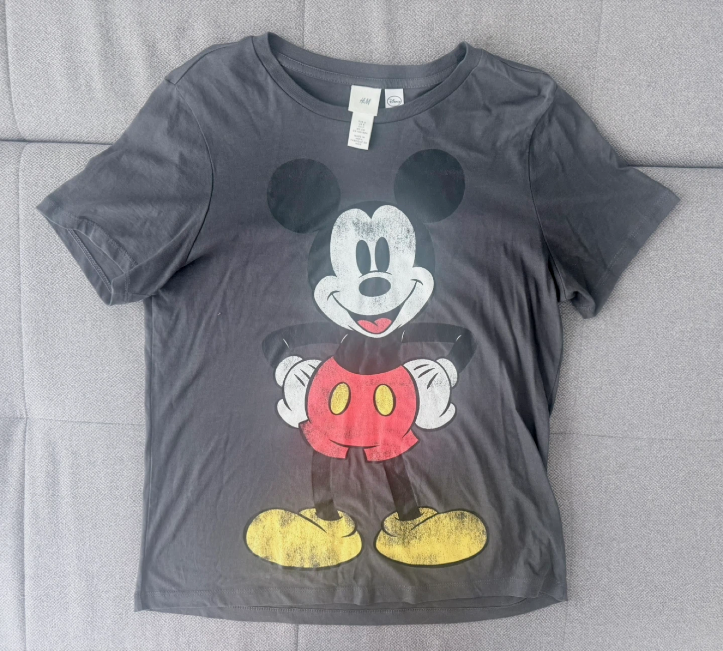 H&M Disney Mickey Mouse Graphic T-Shirt Gray Women’s Size S
