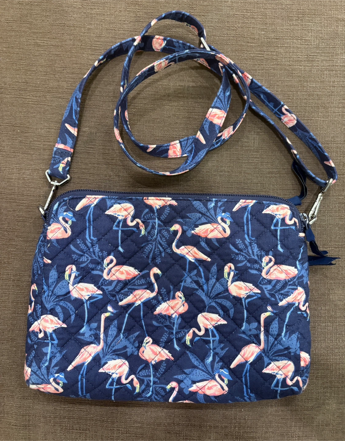 Vera Bradley Flamingo Party Blue Cotton Crossbody Purse - photo 4
