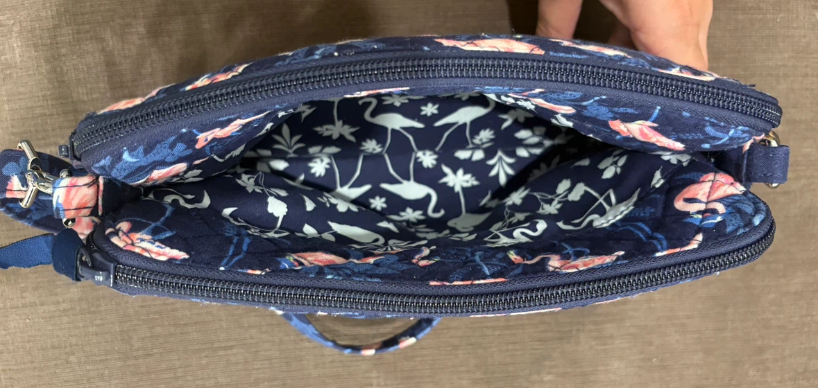 Vera Bradley Flamingo Party Blue Cotton Crossbody Purse - photo 5
