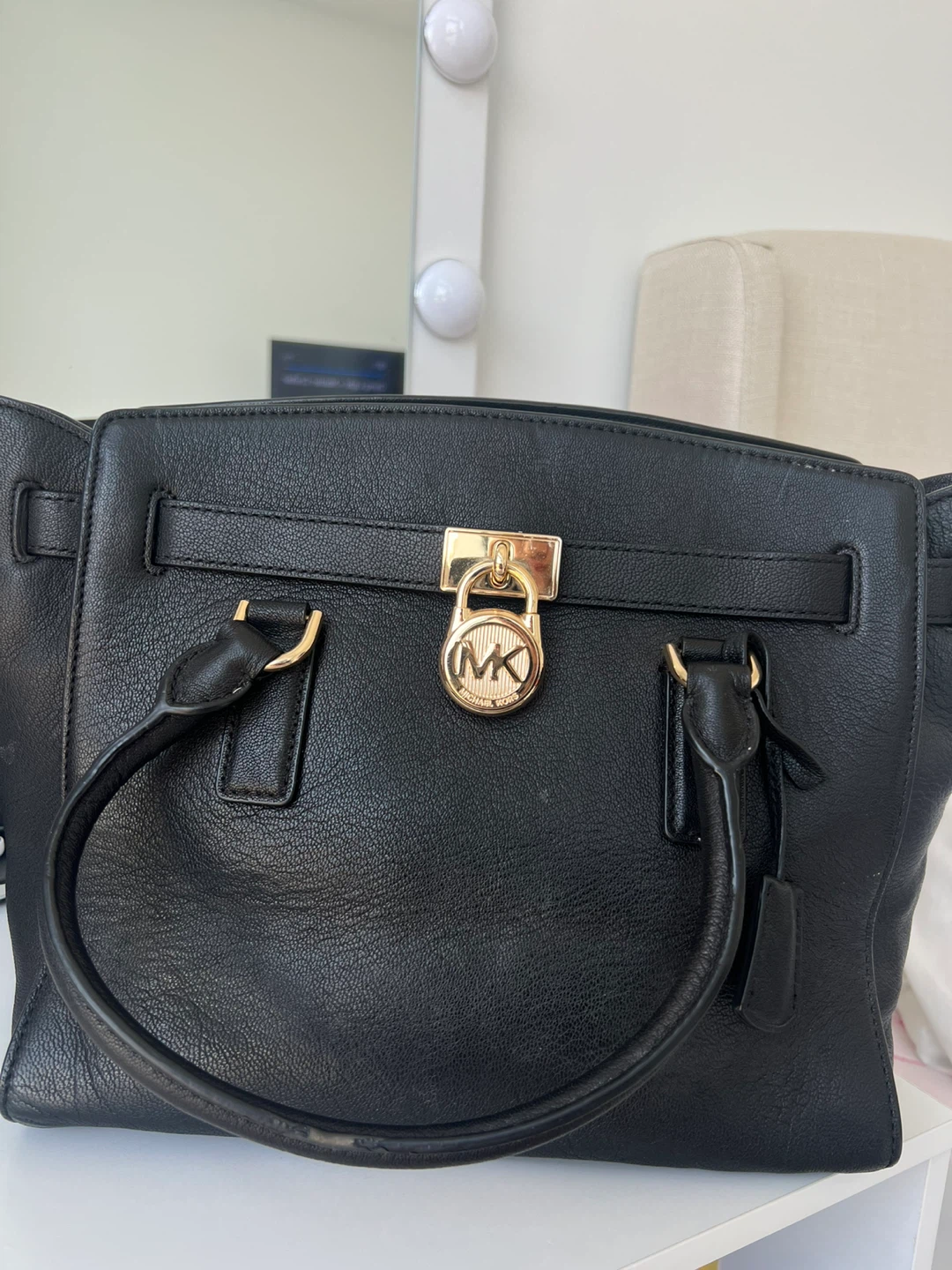 Michael Kors Black Leather Satchel Handbag