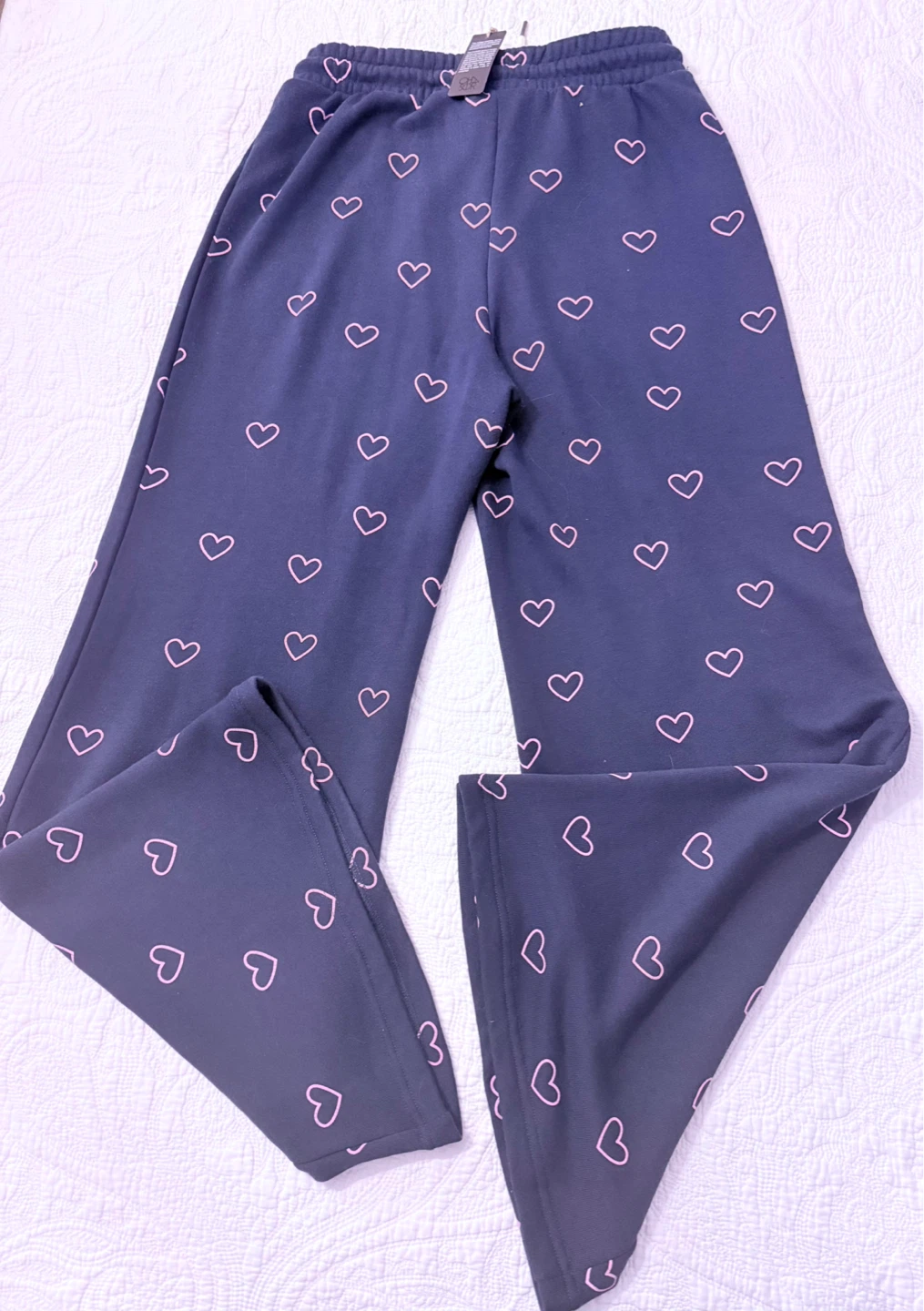 Chaser navy heart print wide leg lounge pants - photo 3