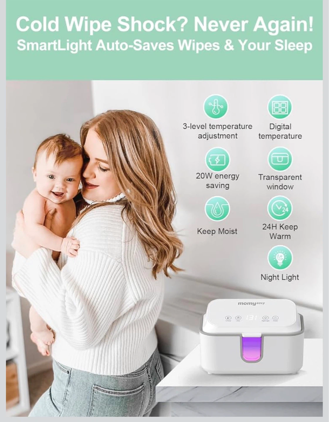 Mommy's Helper Baby Wipe Warmer with 3 Temperature Settings - photo 2