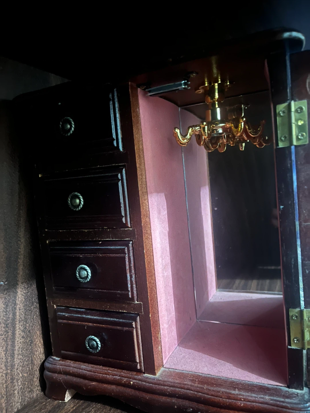 Wooden Jewelry Box with Drawers and Mirrored Door - photo 2