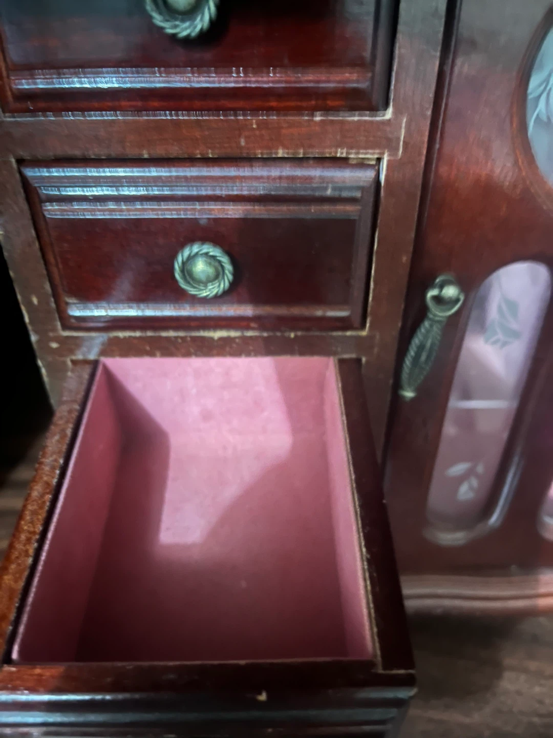 Wooden Jewelry Box with Drawers and Mirrored Door - photo 5