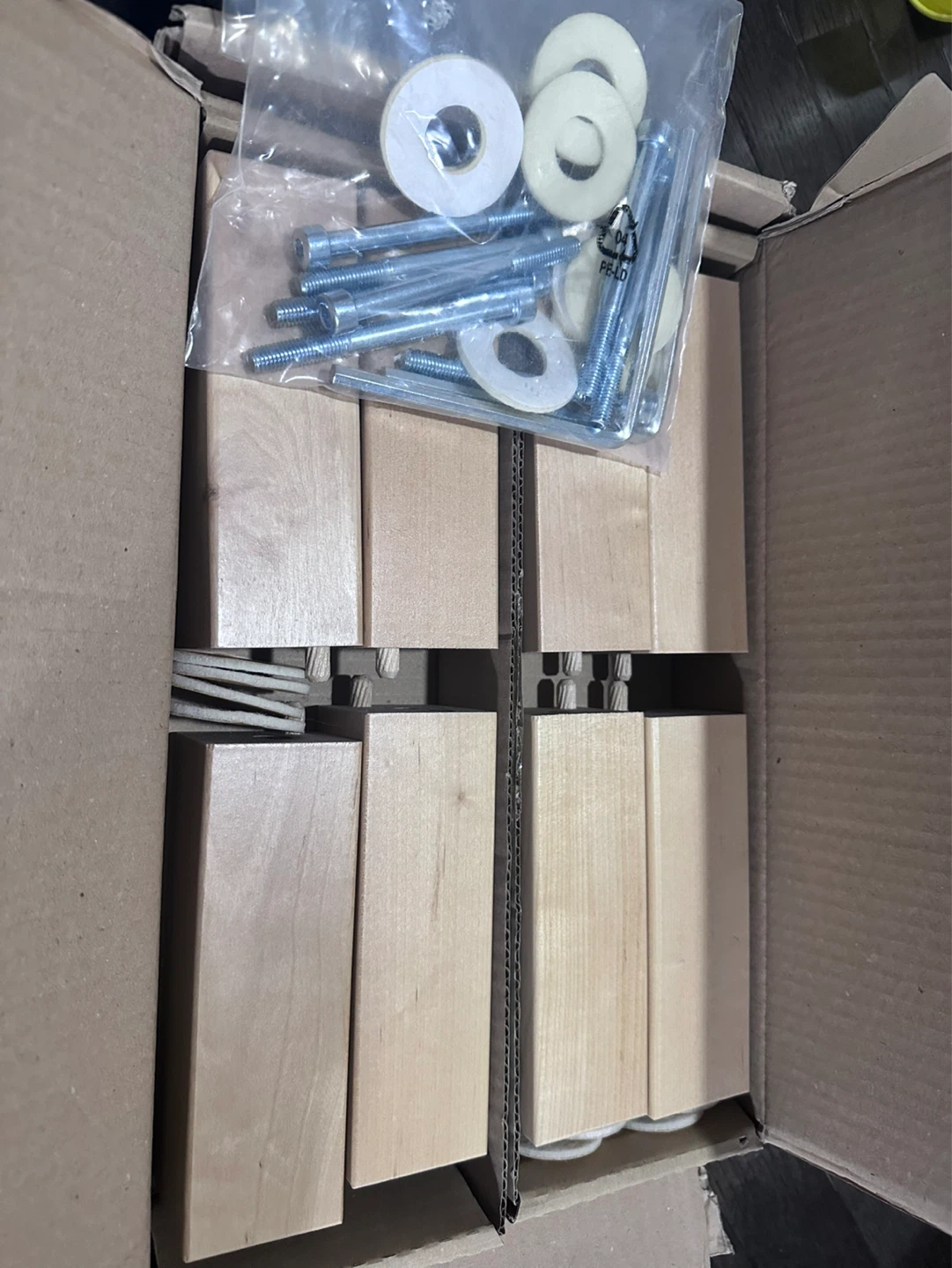 IKEA Birch Wooden Sofa Legs and Hardware Set of 8