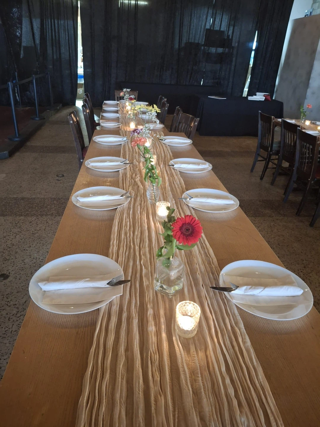 Wedding decor - Cheesecloth Beige  Table Runners (Set of 7)