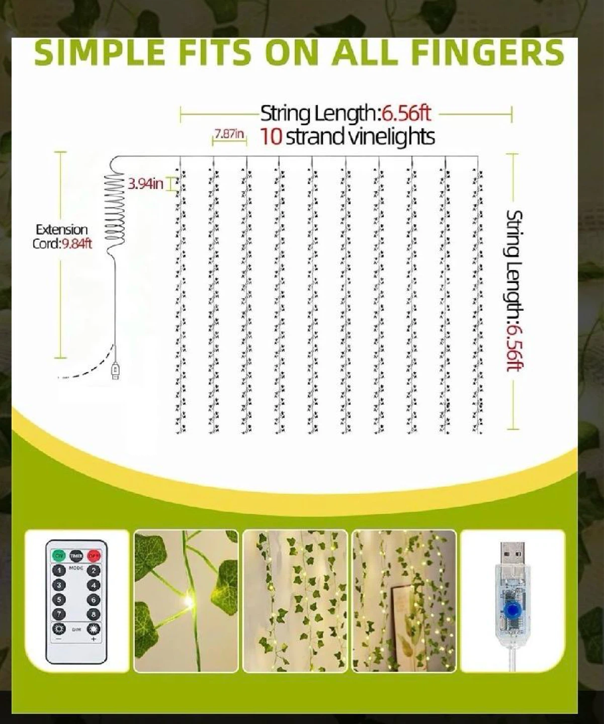 200 LED Fairy Lights Ivy String Lights - photo 3
