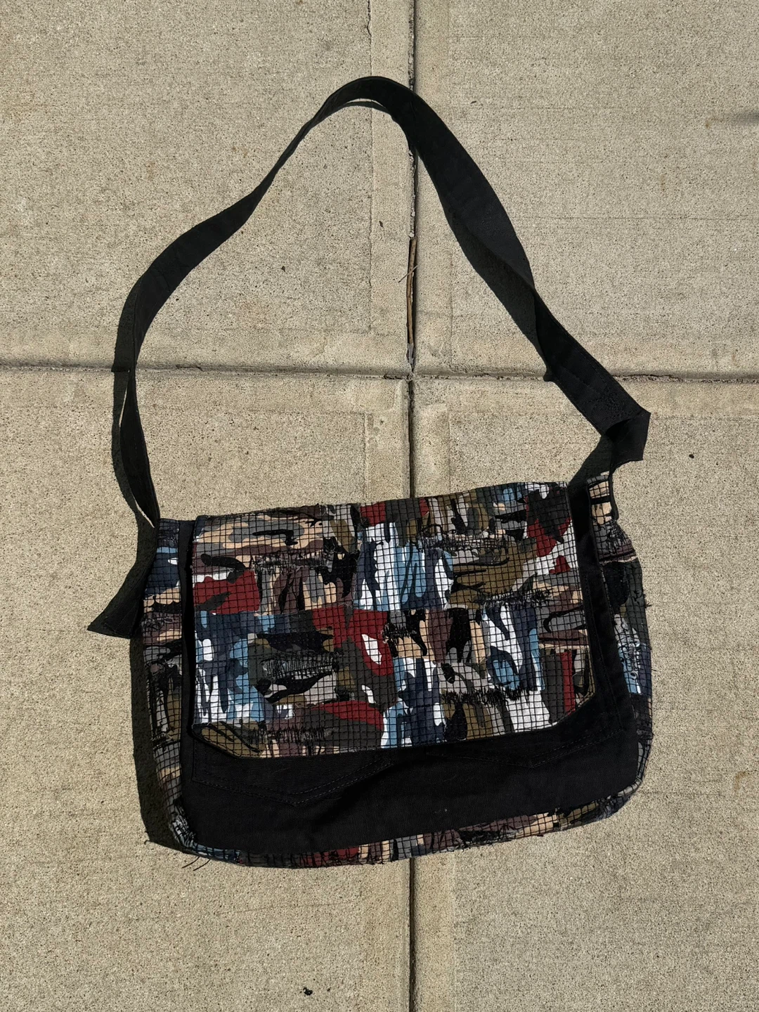 Custom Messenger Bag with Colorful Patchwork Flap