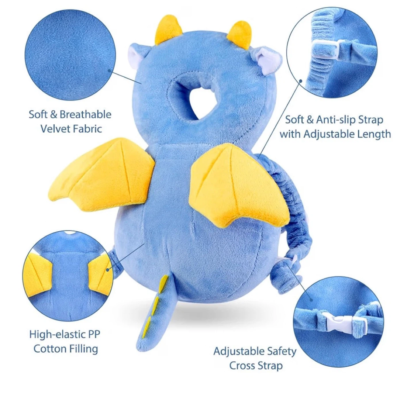 Blue Dragon Baby Head Safety Pillow