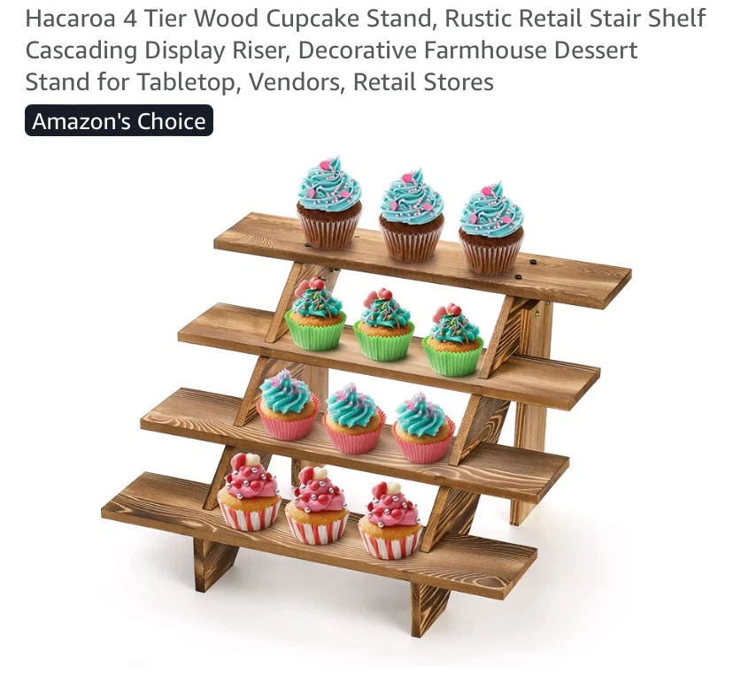 4 Tier Wood Cupcake Stand Display Stand