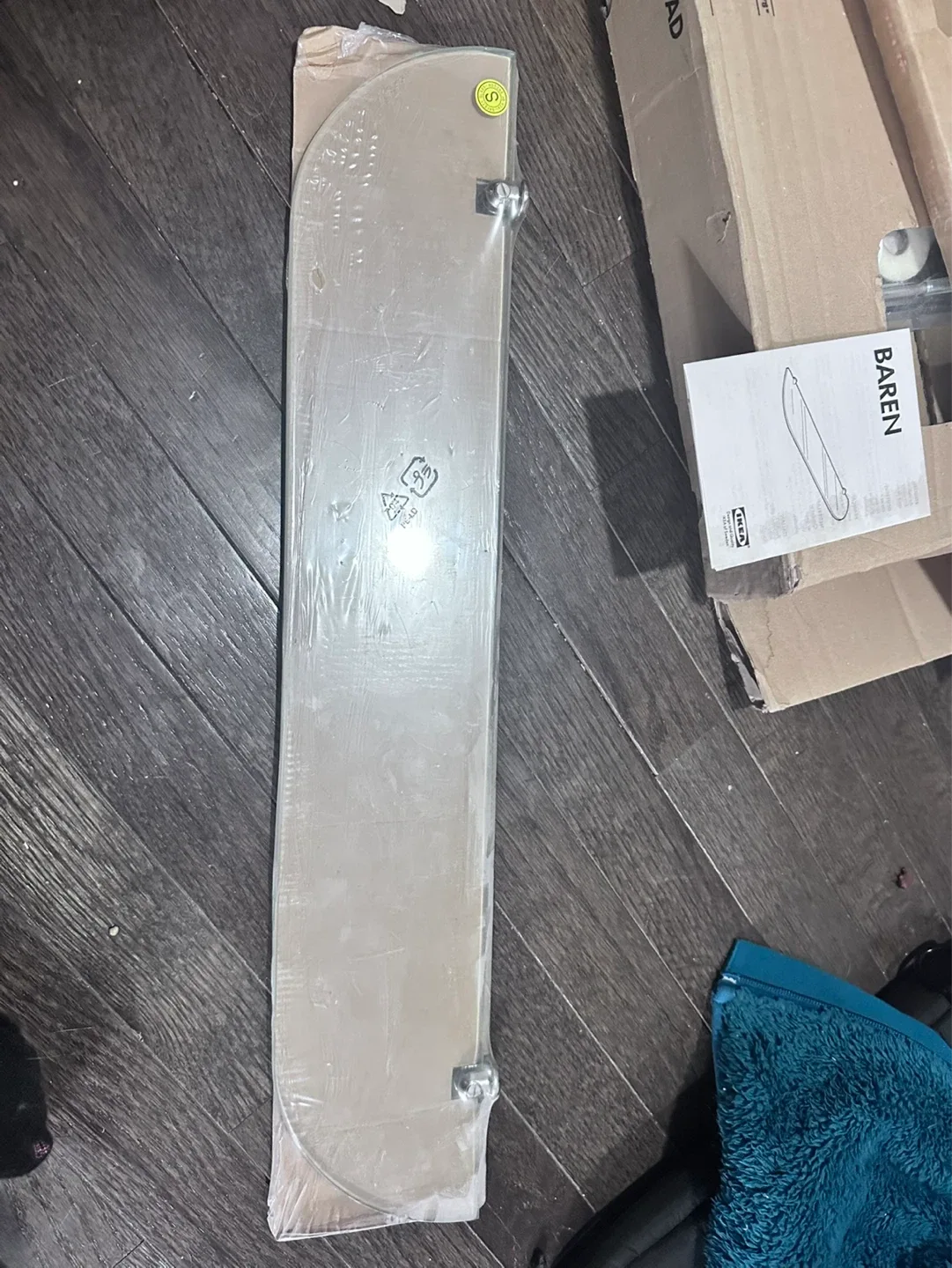 IKEA Glass Floating Shelf Chrome Hardware - photo 2