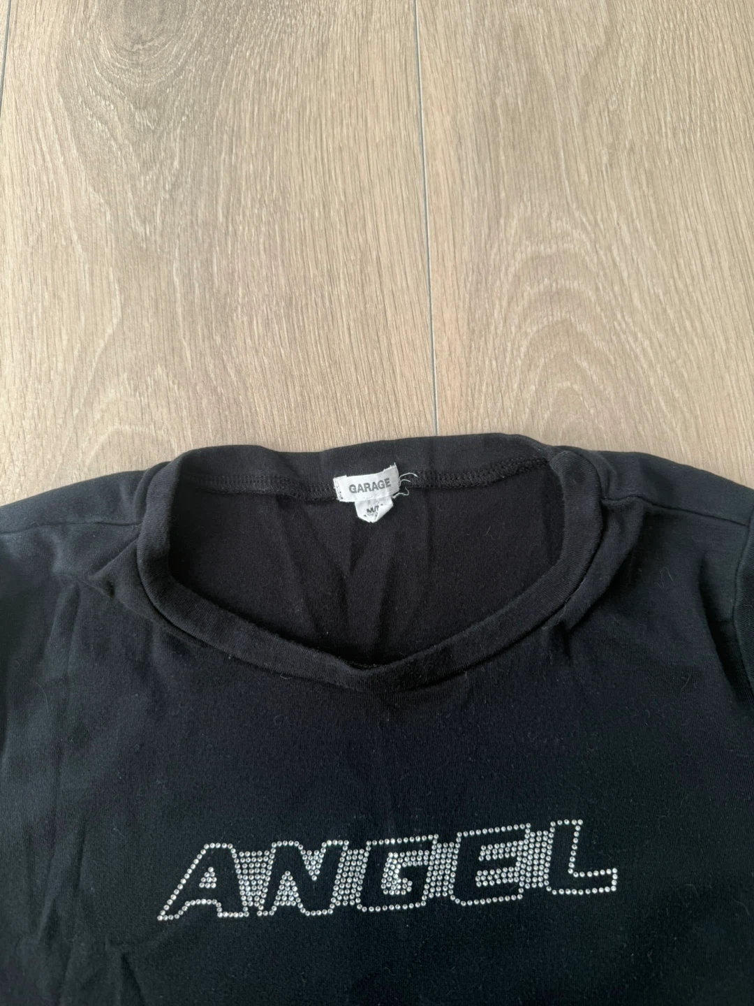 GARAGE Black 'ANGEL' Rhinestone Crop Top - photo 2