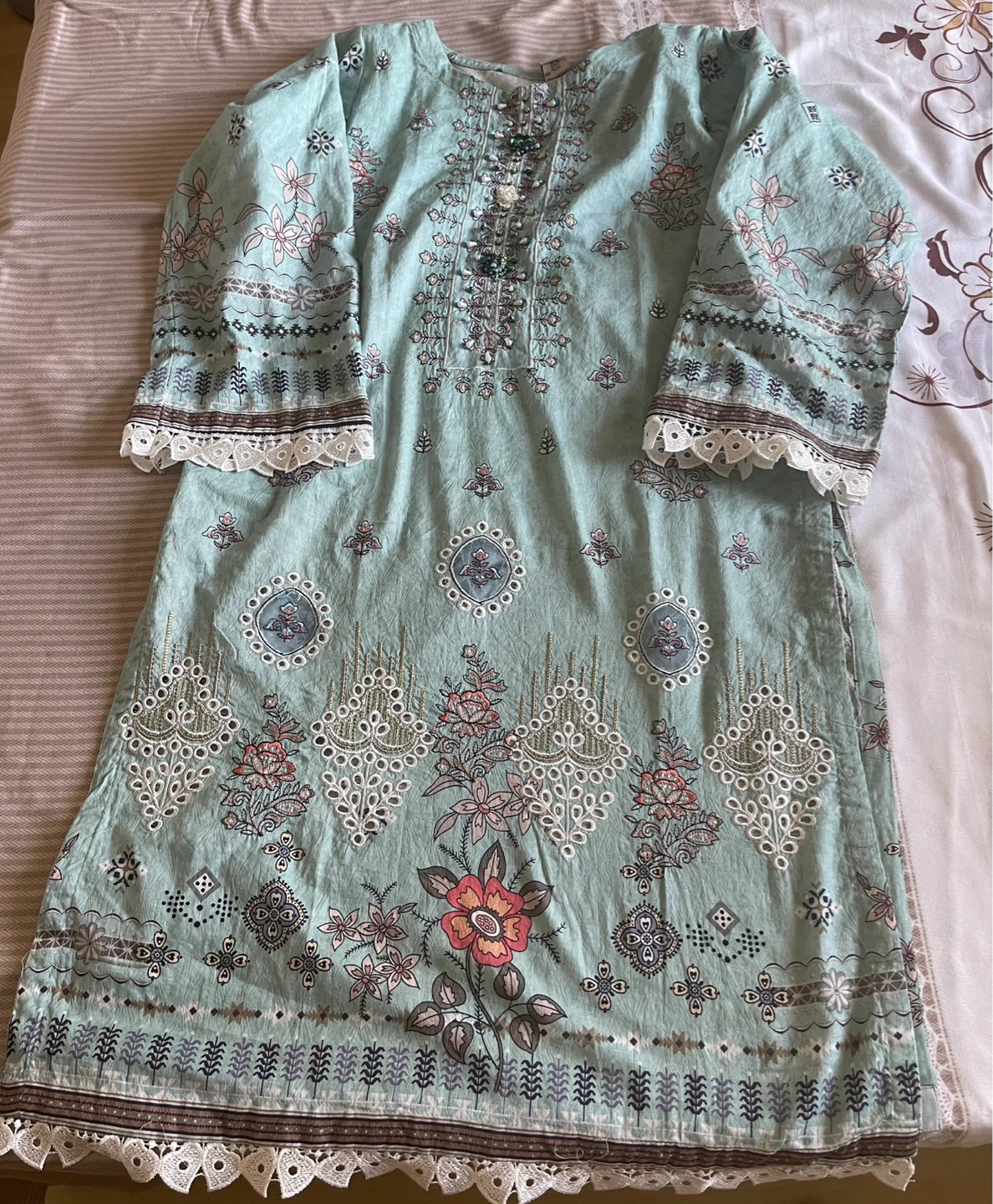 Light Blue Floral Print 3-Piece Outfit