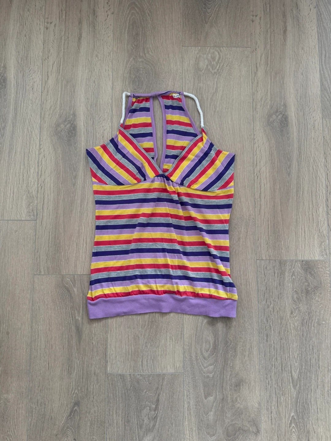 Derek Heart Striped Halter Tank Top