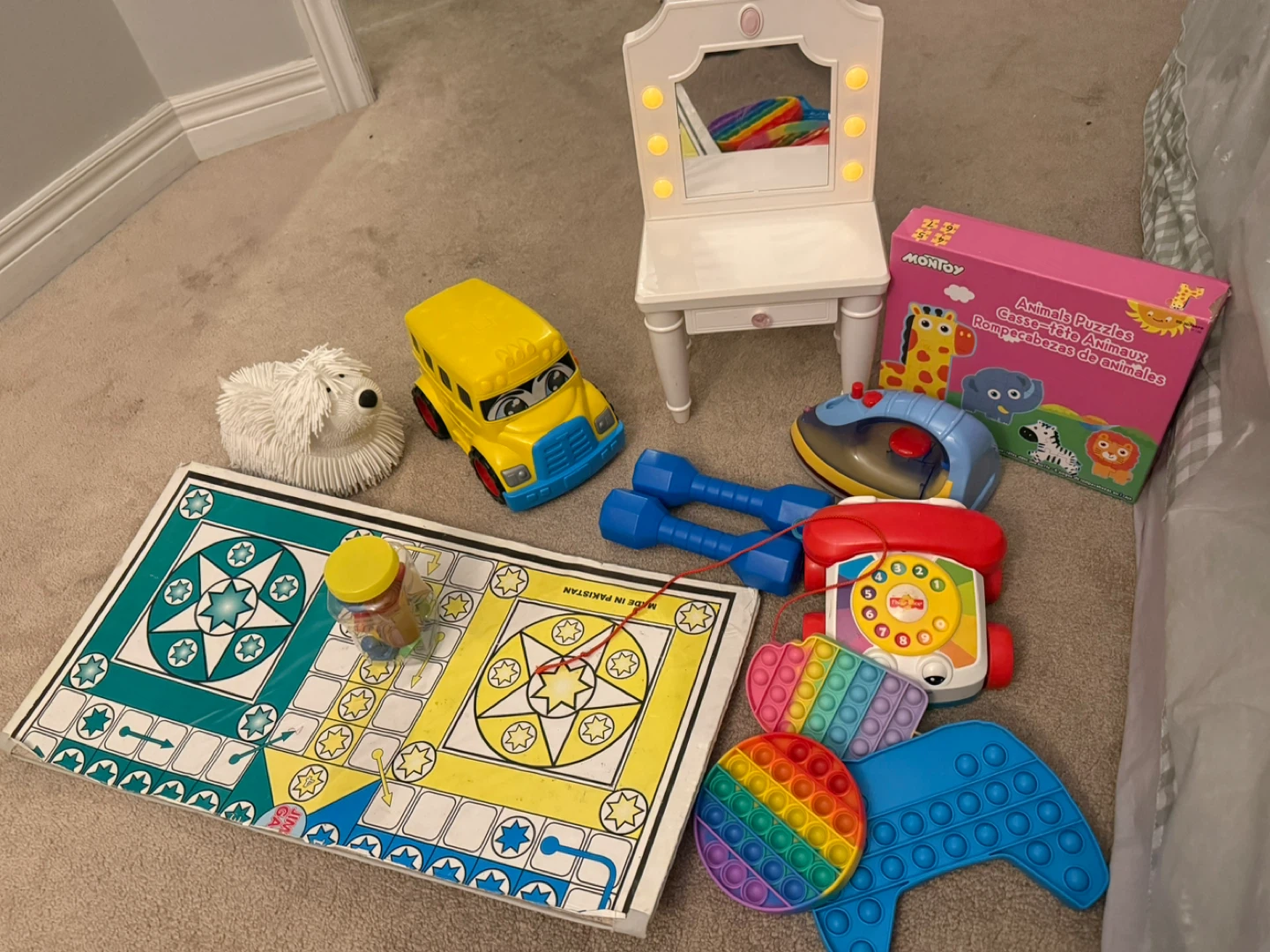 Assorted Kids Toys - Bus, Puzzles, and More
