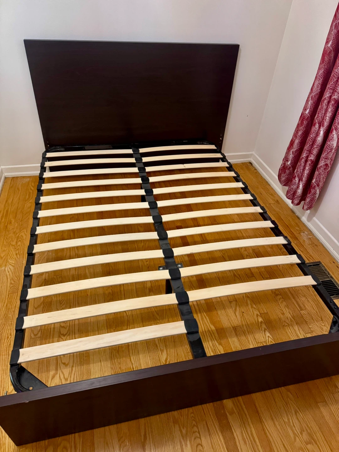 Dark Brown Wooden Slat Bed Frame