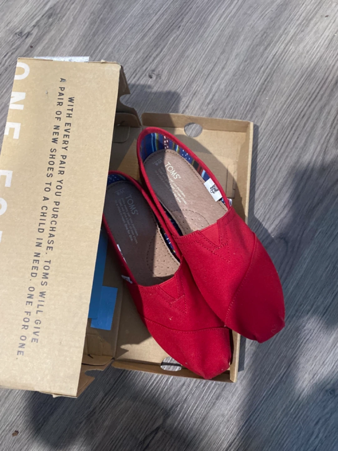 TOMS Red Canvas Slip-On Shoes