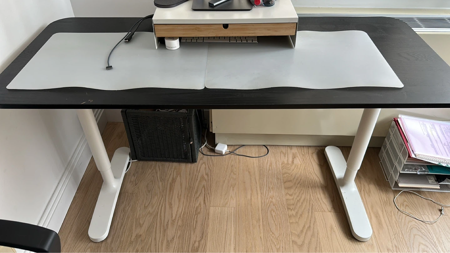 IKEA BEKANT Desk - Black Top with White Legs