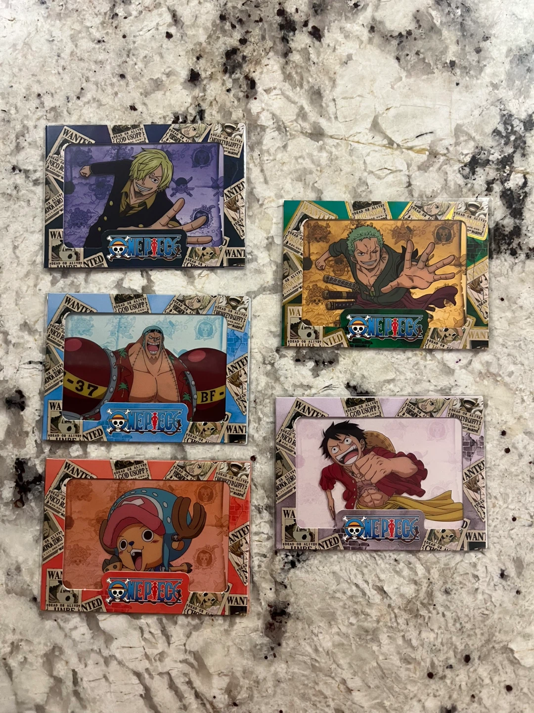One Piece Cybercel Cards - Sanji, Zoro, Franky, Luffy, Chopper