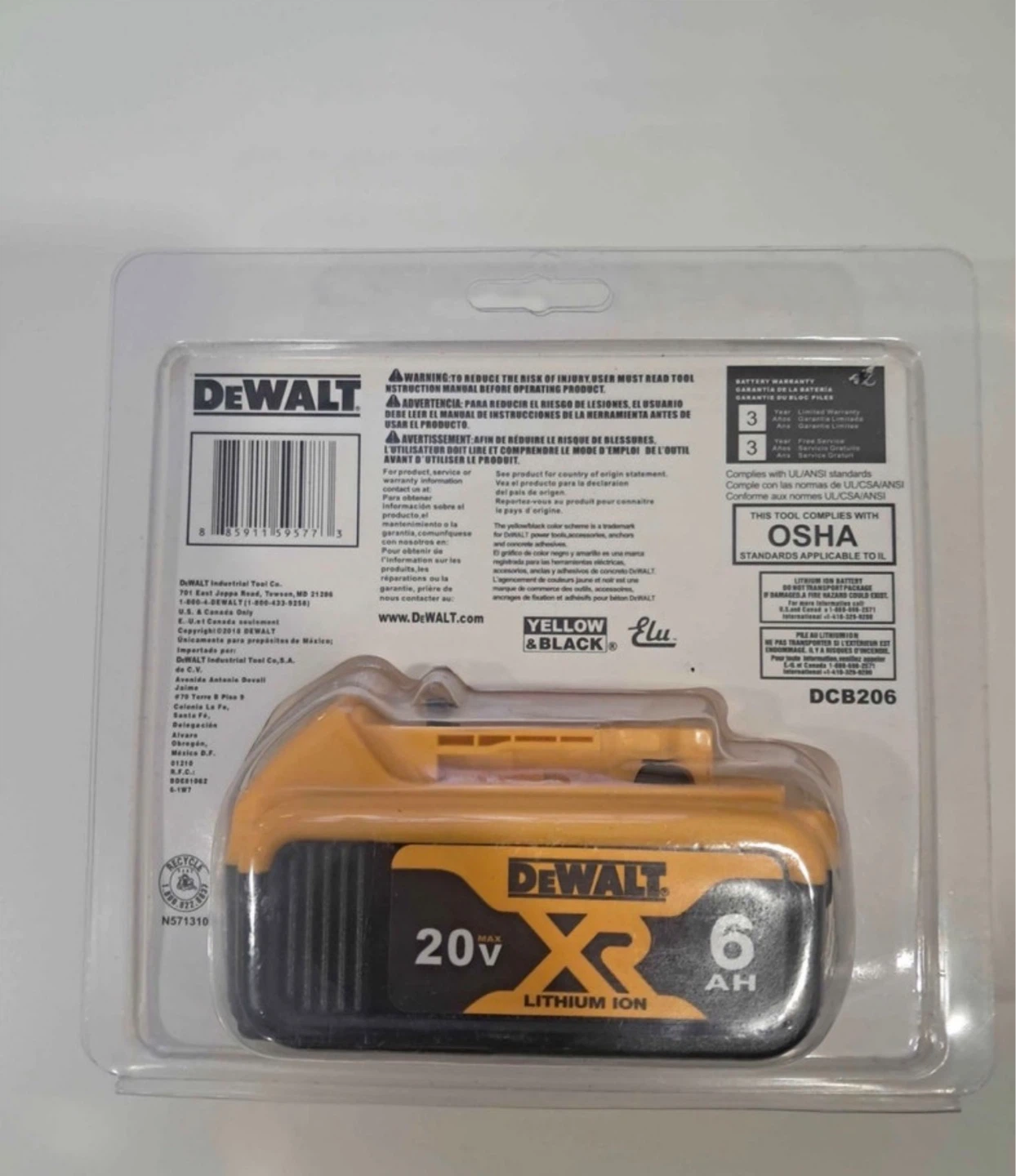 DeWalt 20V XR 6.0 Ah Lithium Ion Battery - photo 2