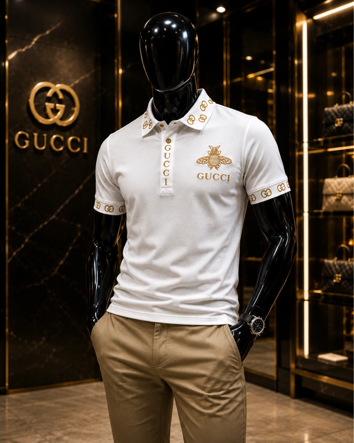 Gucci Bee & GG Logo Polo Shirt