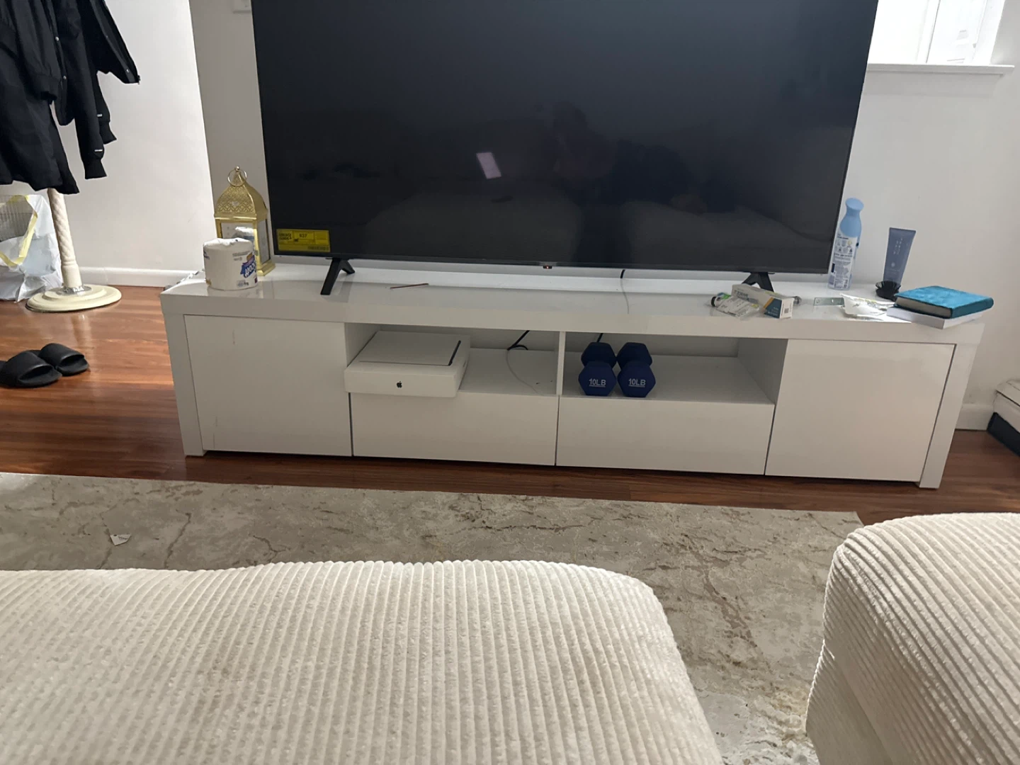 White TV Stand with Storage