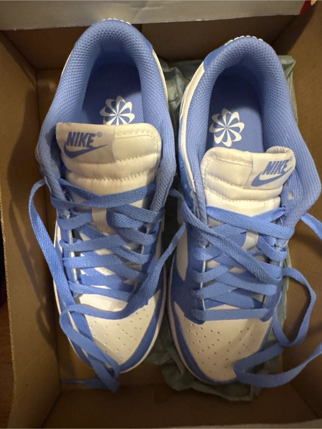Blue and Silver Nike Dunk Low Size 6Y equivalent to 7 women’s - photo 2