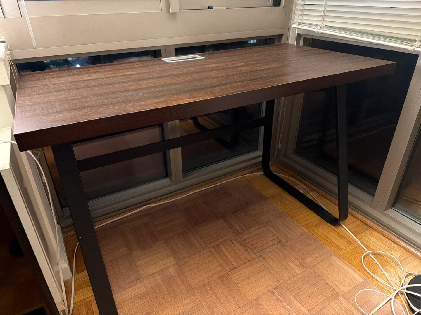 Dark Wood Desk with Built-in Grommet