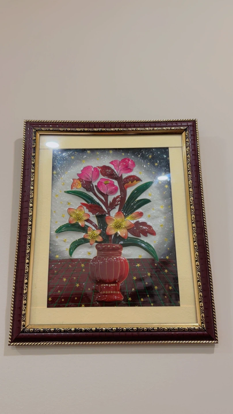 Beautiful Framed Floral Painting – Elegant Home Decor Wall Art