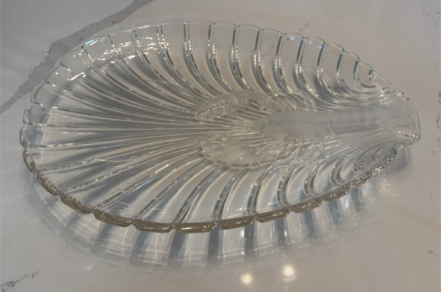 Vintage Heavy Crystal Lobster & Sea Shell Themed Serving Platter