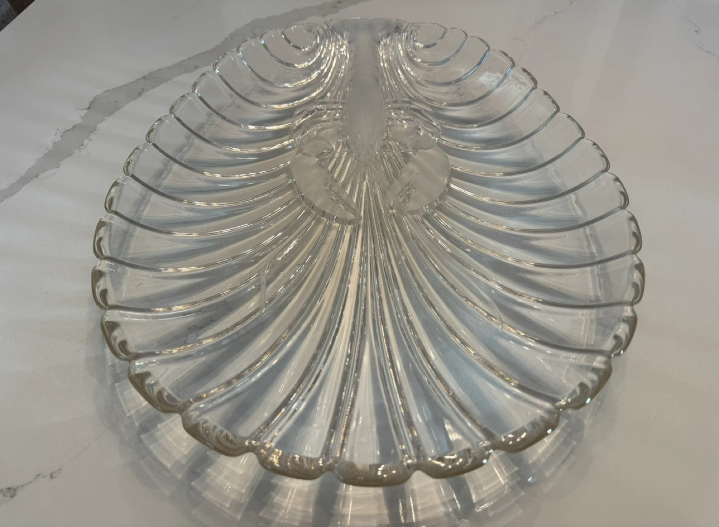 Vintage Heavy Crystal Lobster & Sea Shell Themed Serving Platter - photo 5