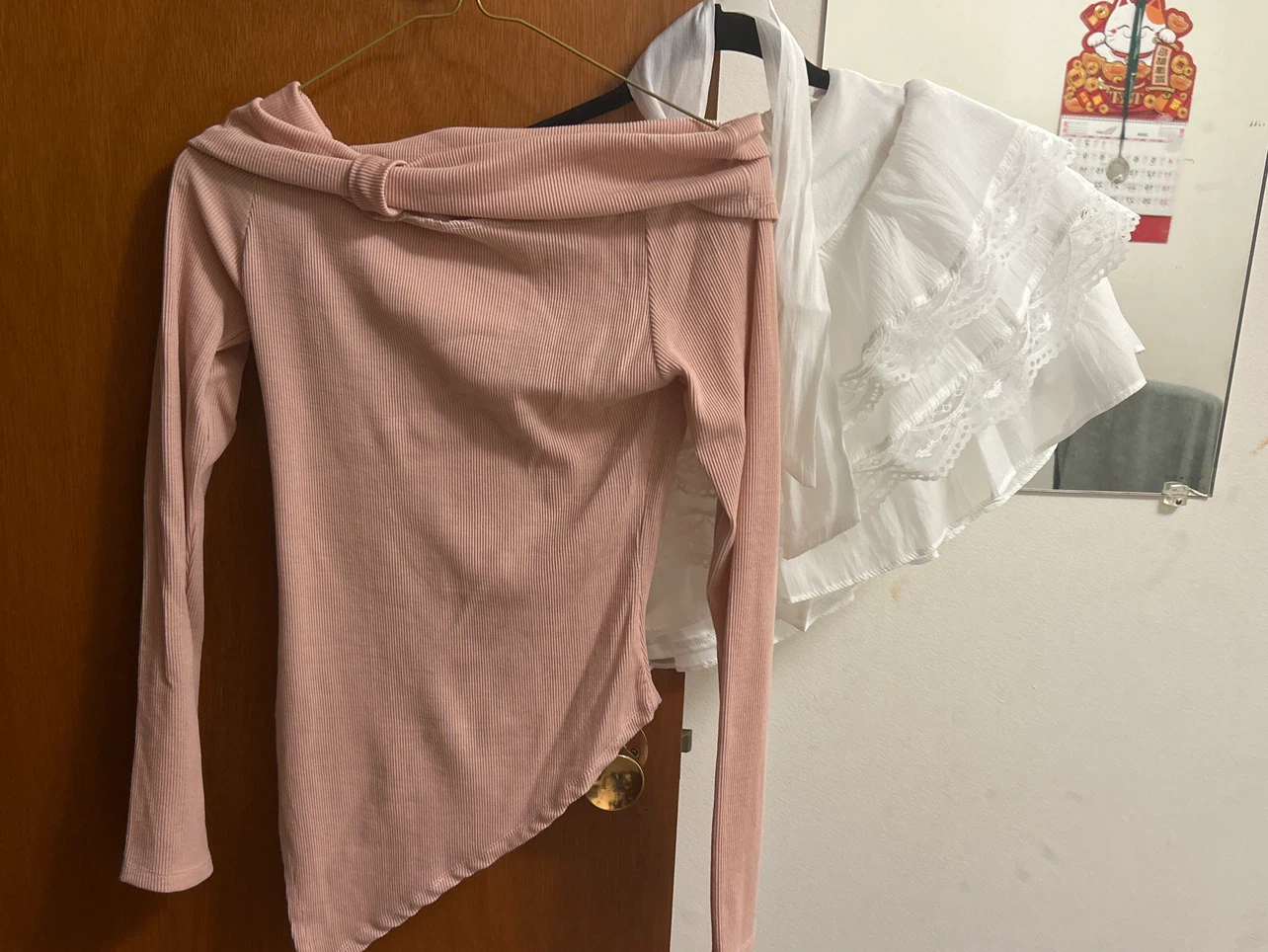 Pink Off-the-Shoulder Ribbed Asymmetrical Top