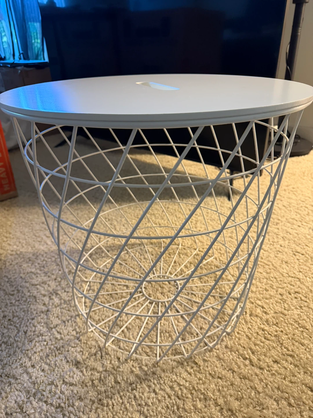 White Wire Basket Side Table