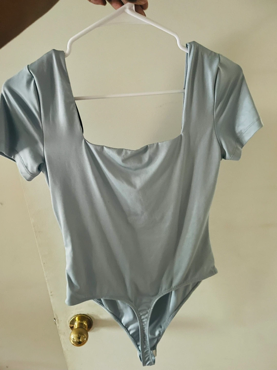 Light Blue Square Neck Bodysuit
