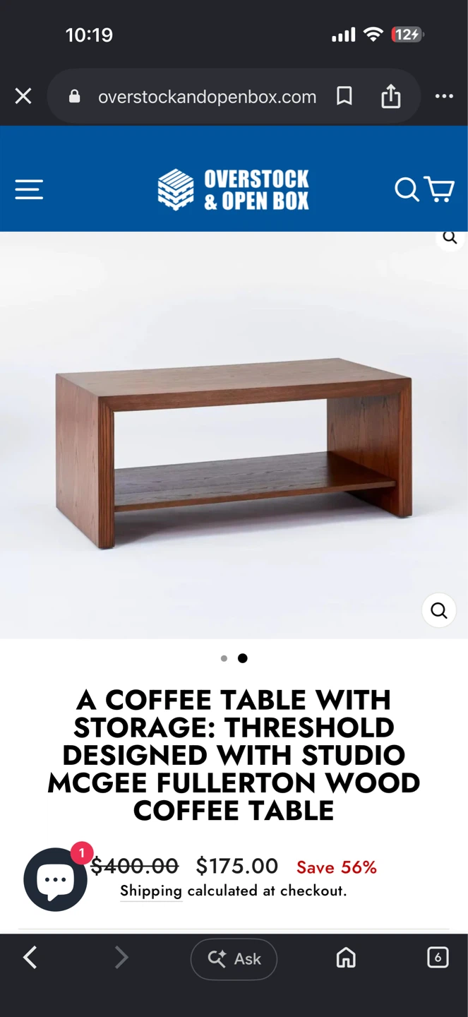 Threshold Wood Coffee Table with Shelf