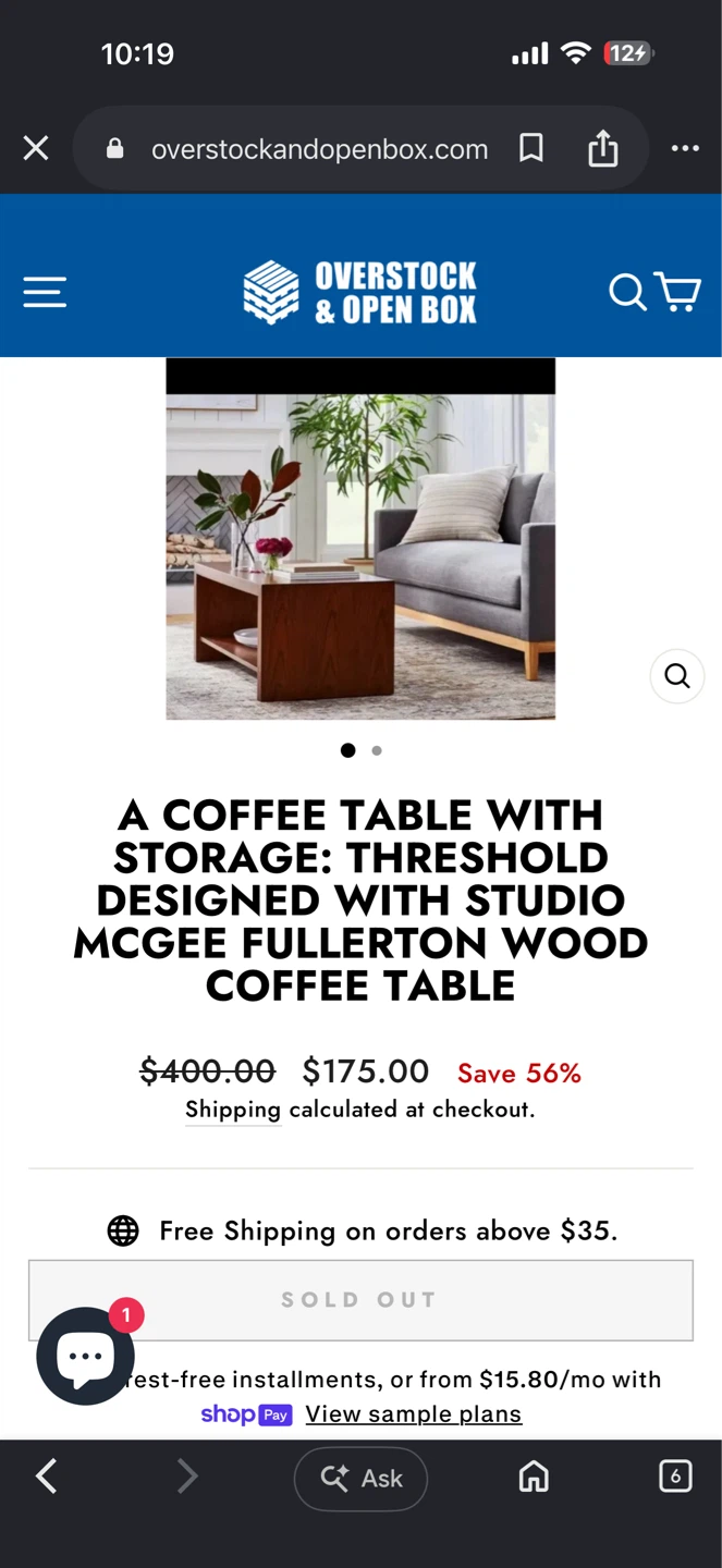 Threshold Wood Coffee Table with Shelf - photo 4