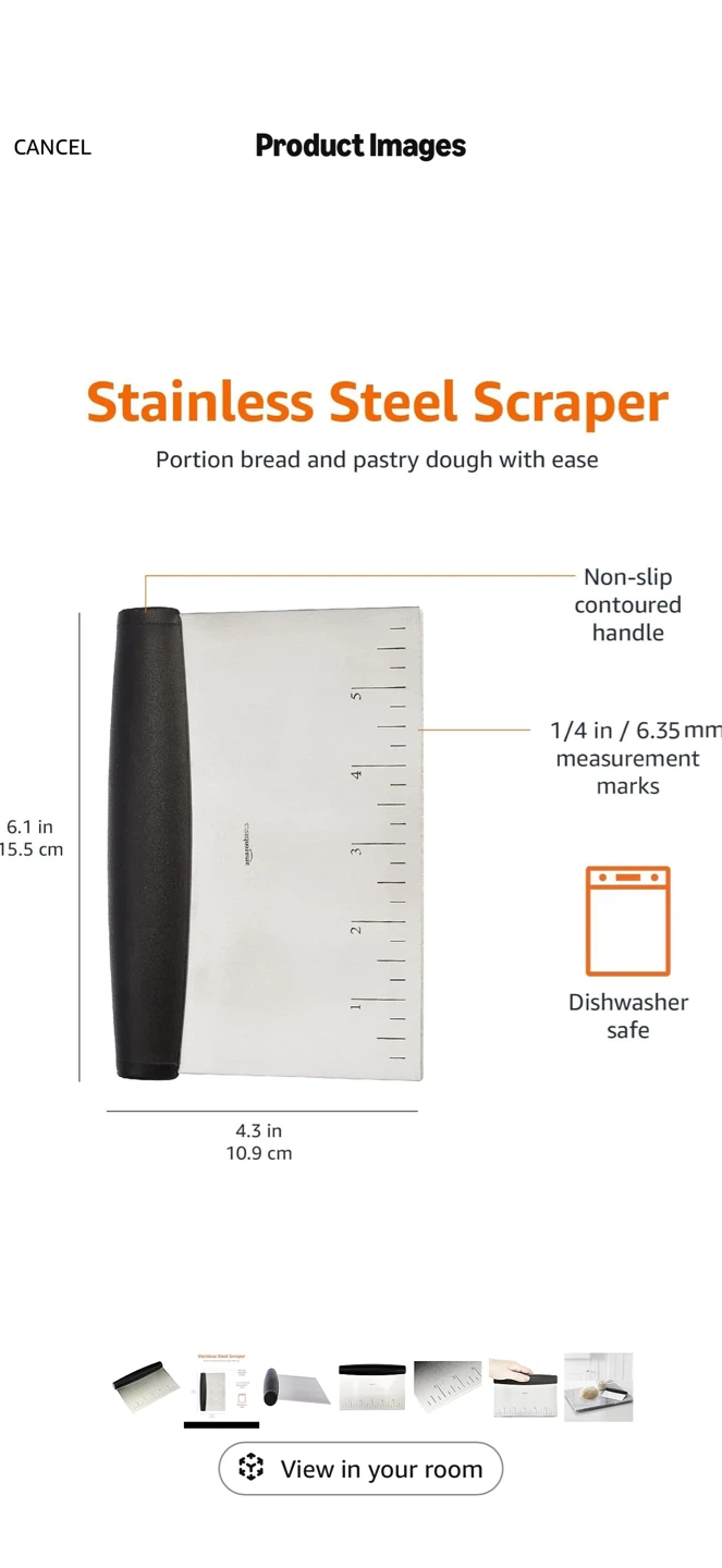 Amazon Basics Stainless Steel Dough Scraper & Bench Scraper - photo 2
