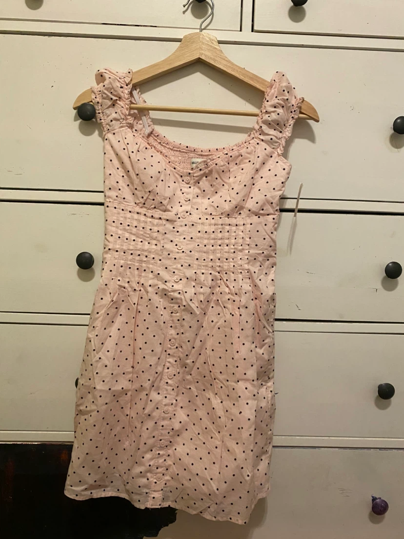 Hollister Pink Polka Dot Smocked Dress