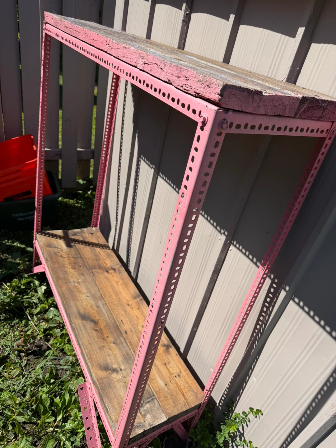 Heavy shelf -Pink Metal and Wood Shelf Unit - photo 3