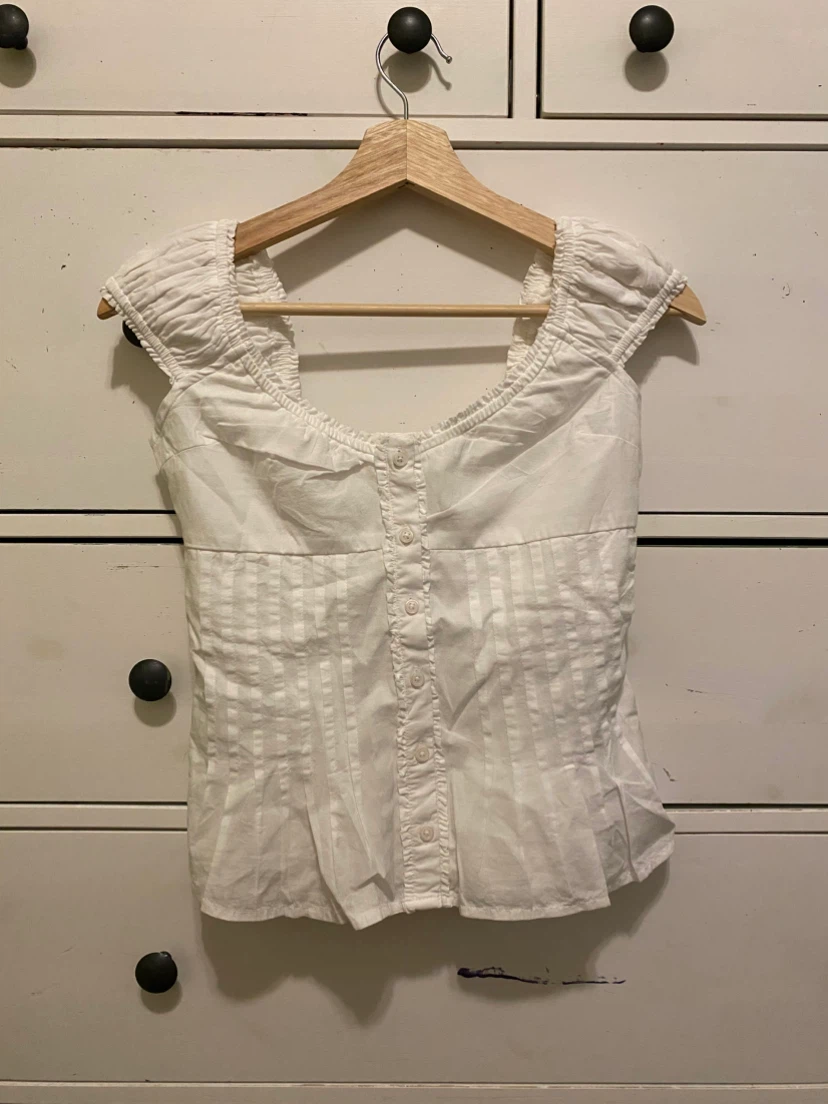 Hollister White Smocked Peplum Top