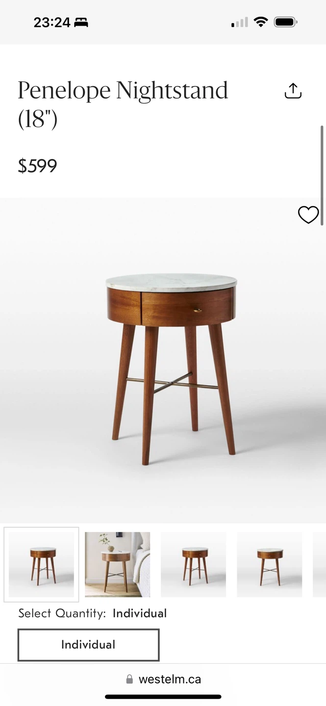 🔥West Elm🔥Round Side Table with a marble top and drawer - photo 4