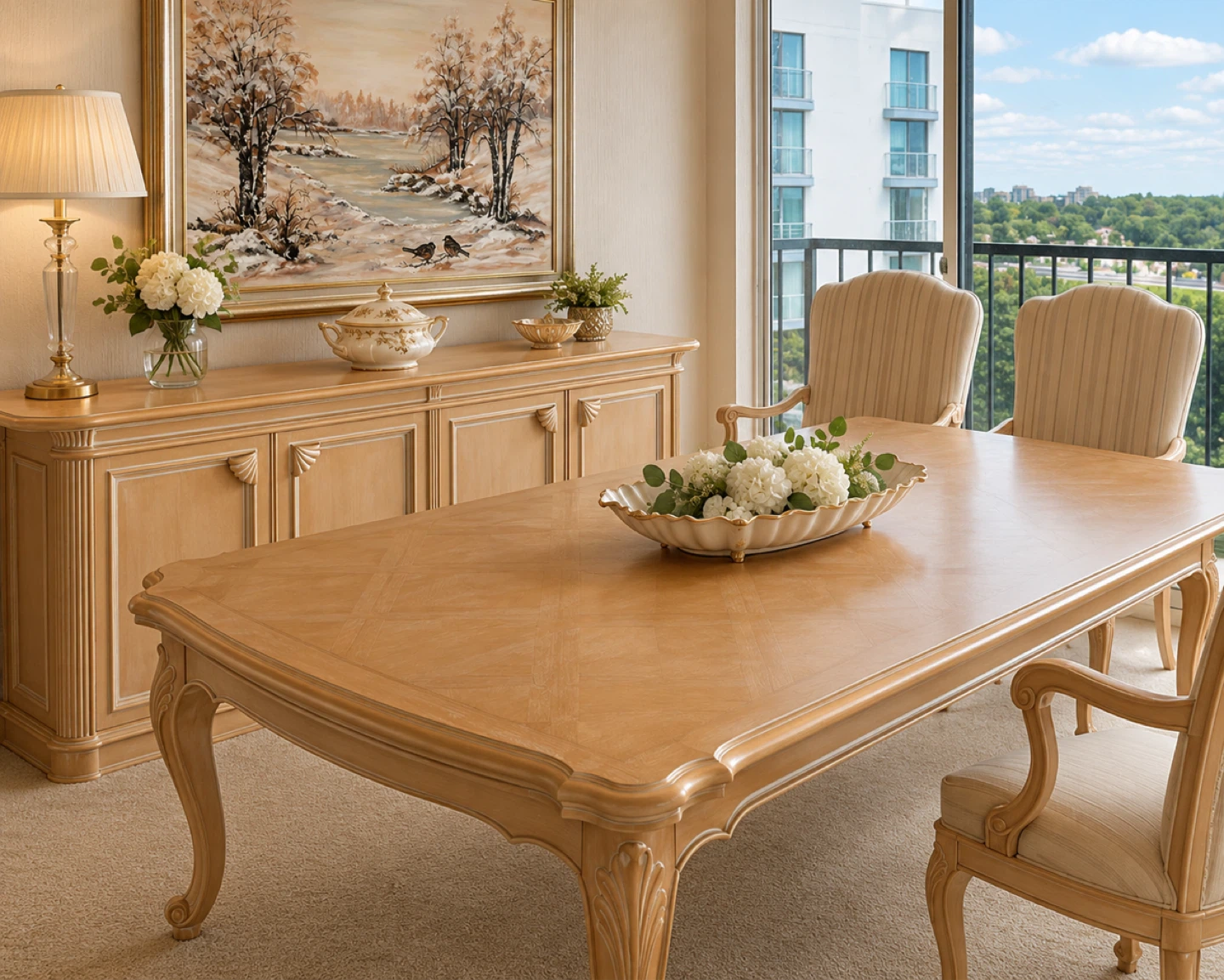 Light Wood Dining Table with Chairs