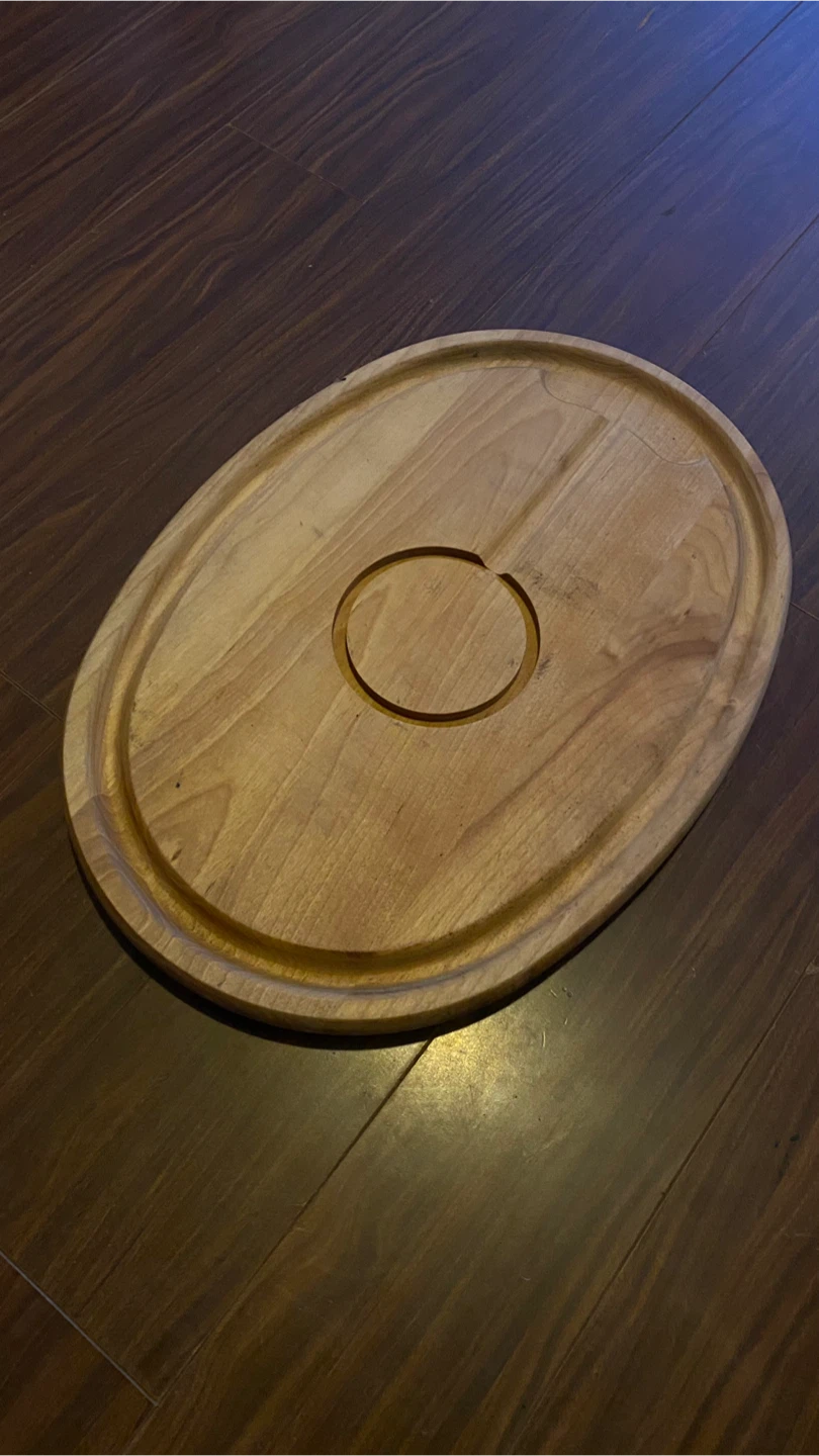 Wooden Serving Platter with Metal Handle