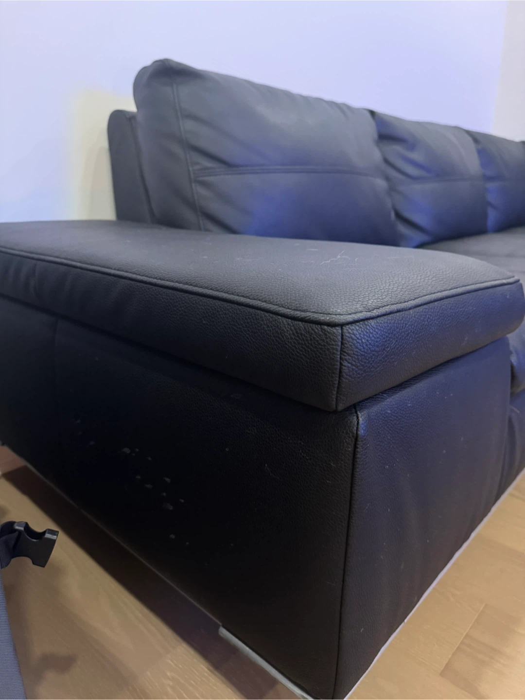 Structube Andrew Black Leather Right-Facing Sectional - photo 2