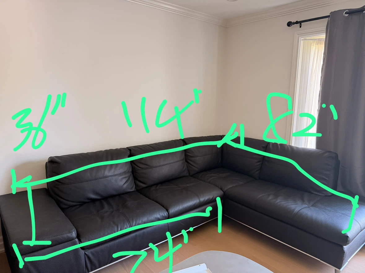 Structube Andrew Black Leather Right-Facing Sectional - photo 3
