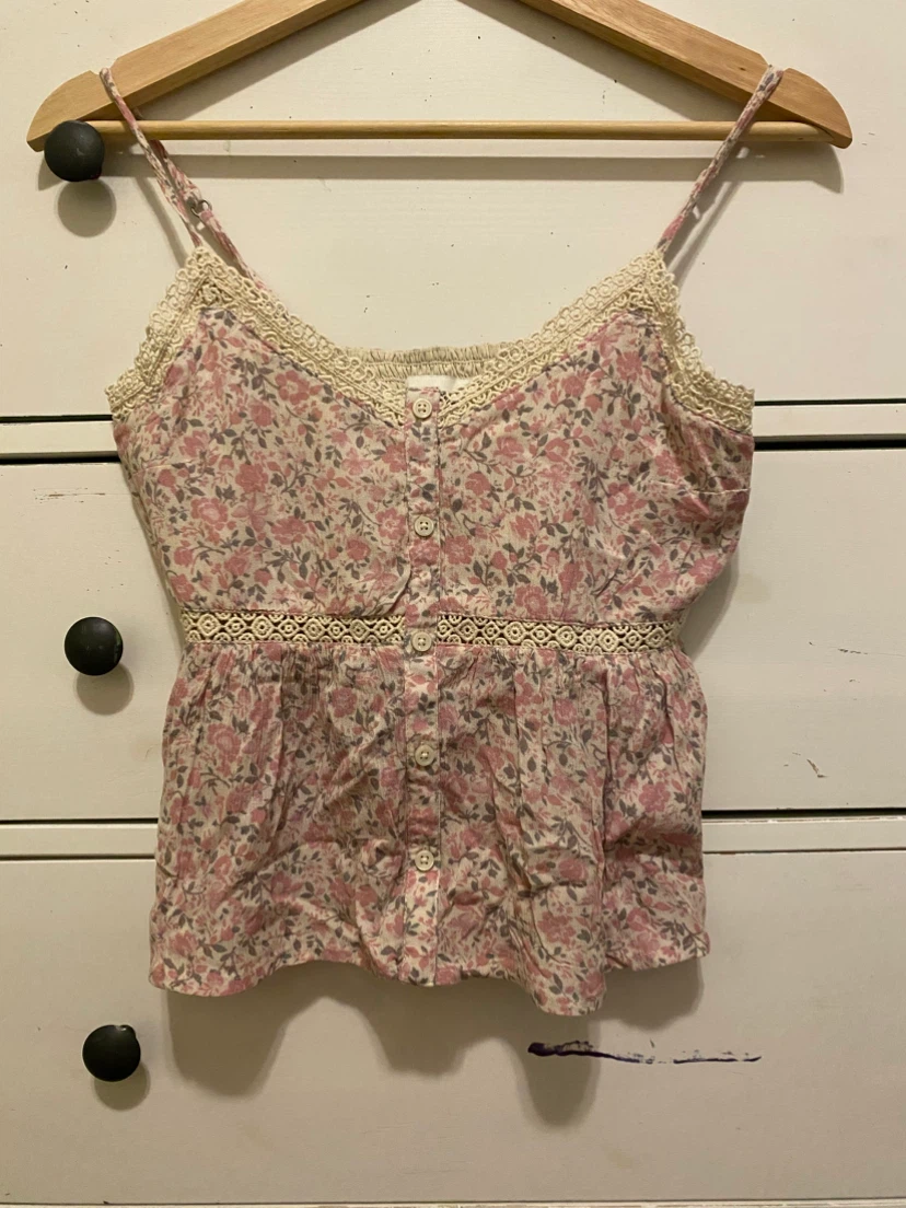 Hollister Floral camisole top with lace trim
